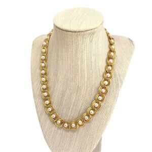Opera Faux Pearl Rope Necklace Gold-tone Tear Drop Vintage Fashion Jewelry
